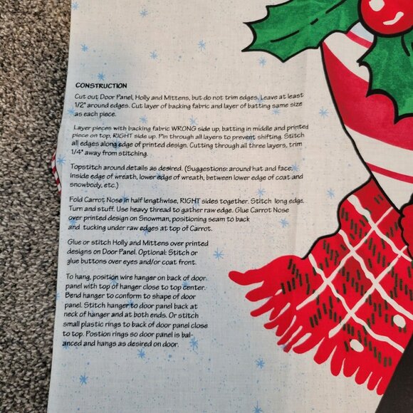 Daisy Kingdom Peppermint Wreath Door Panel Fabric Craft Project Snowman - Picture 5 of 7